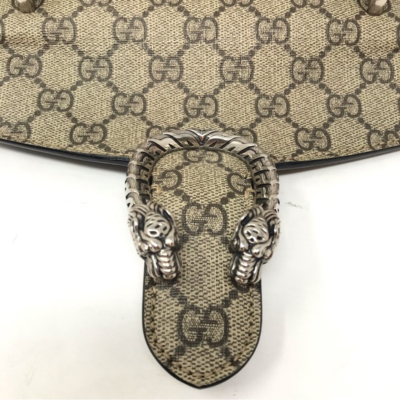 Authentic GUCCI GG Supreme Monogram Small Dionysus Bag Beige Ebony Black - Picture 6 of 16
